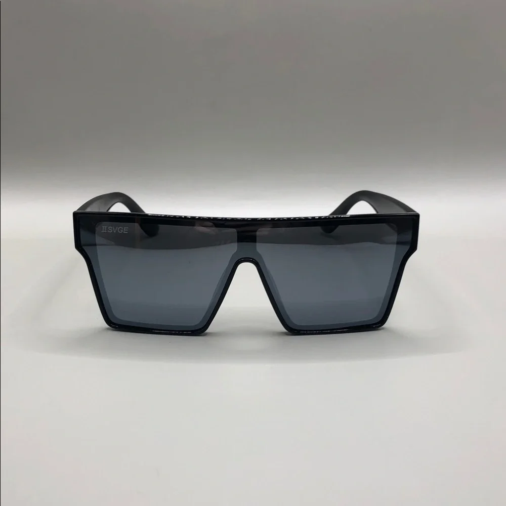 2svge IIsvge Icon Black Shield Sunglasses UNISEX Polarized Oversized Style